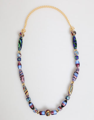 Dolce & Gabbana Multicolor Murano Glass Beads Gold Brass Chain Jewelry Necklace