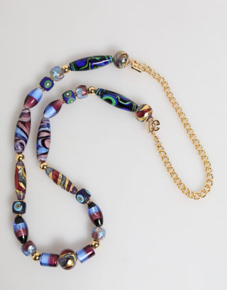 Dolce & Gabbana Multicolor Murano Glass Beads Gold Brass Chain Jewelry Necklace