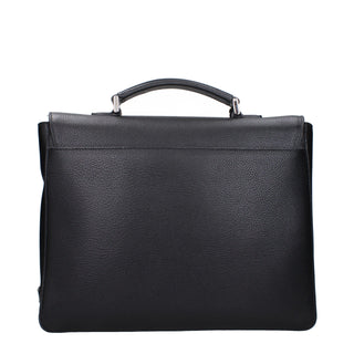 Prada Black Leather Business And Laptop Bags