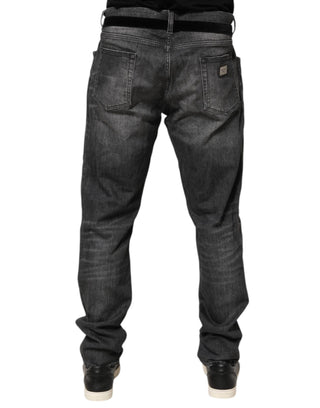 Dolce & Gabbana Black Gray Wash Slim Fit Straight Leg Denim Jeans