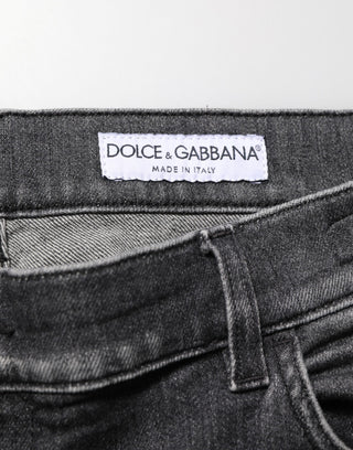 Dolce & Gabbana Black Gray Wash Slim Fit Straight Leg Denim Jeans