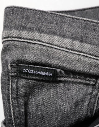 Dolce & Gabbana Black Gray Wash Slim Fit Straight Leg Denim Jeans