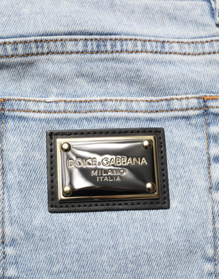Dolce & Gabbana Light Blue Distressed Slim Fit Ripped Denim Jeans