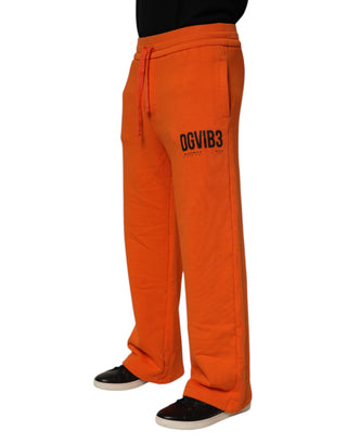 Dolce & Gabbana Orange Cotton DG VIB3 Logo Drawstring Sweatpants Pants