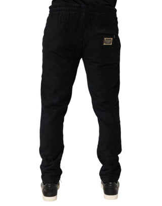 Dolce & Gabbana Black Cotton Logo Men Jogger Sweatpants Pants