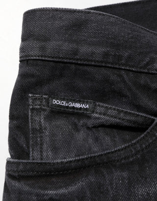 Dolce & Gabbana Black Washed Cotton Skinny Men Denim Jeans