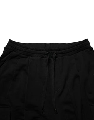 Dolce & Gabbana Black Cotton Blend Cargo Joggers Drawstring Pants