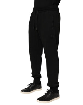 Dolce & Gabbana Black Cotton DG Logo Men Jogger Pants