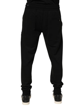 Dolce & Gabbana Black Cotton DG Logo Men Jogger Pants