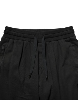 Dolce & Gabbana Black Cotton DG Logo Men Jogger Pants