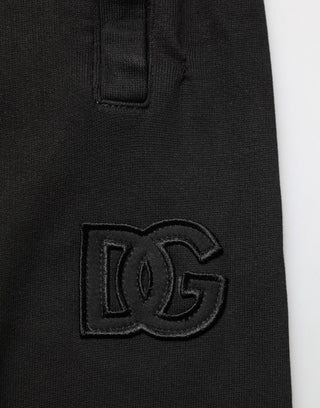 Dolce & Gabbana Black Cotton DG Logo Men Jogger Pants