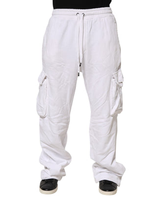 Dolce & Gabbana White Cotton Cargo Trousers Logo Patch Pants