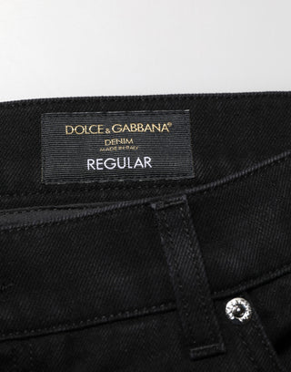 Dolce & Gabbana Black Cotton Regular Denim Men Trouser Jeans