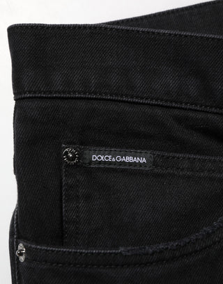 Dolce & Gabbana Black Cotton Regular Denim Men Trouser Jeans