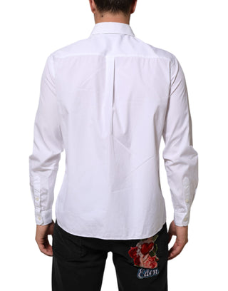 Dolce & Gabbana White Logo Plaque Collared Formal Dress  Shirt