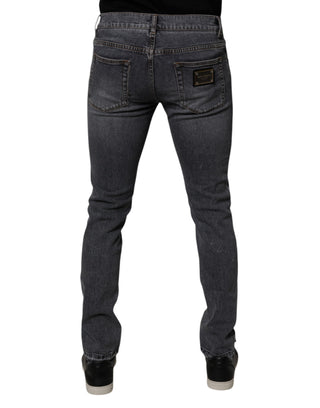 Dolce & Gabbana Dark Gray Cotton Stretch Skinny Denim Jeans