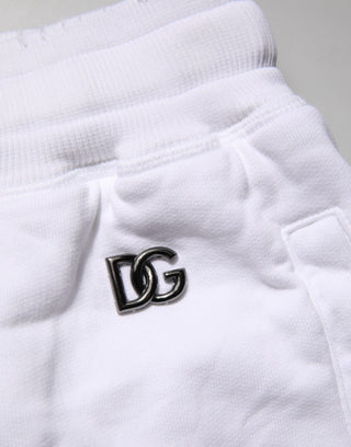 Dolce & Gabbana White Ripped Mid Waist Casual Bermuda Short