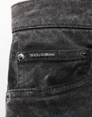 Dolce & Gabbana Black Cotton Mid Waist Denim Men Bermuda Short