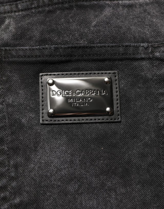 Dolce & Gabbana Black Cotton Mid Waist Denim Men Bermuda Short