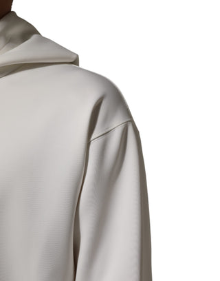 Dolce & Gabbana White Logo Hooded Men Sweatshirt  Sweater