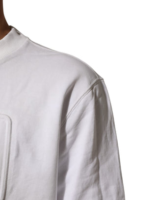 Dolce & Gabbana White Embossed Logo Men Sweatshirt Sweater