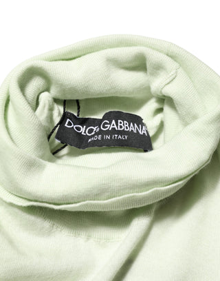 Dolce & Gabbana Light Green Logo TurtleNeck Pullover Sweater