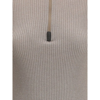 Brunello Cucinelli Zipped high neck Top