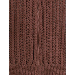 Brunello Cucinelli Balloon Net Embroidery Cardigan in cashmere with a hood