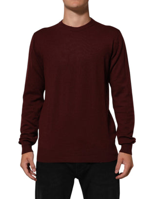 Dolce & Gabbana Maroon Cashmere Crew Neck Pullover Sweater