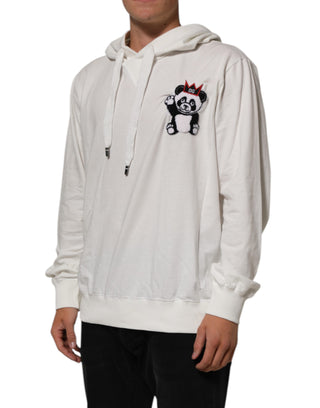 Dolce & Gabbana Off White Cotton Panda Hooded Sweatshirt Sweater