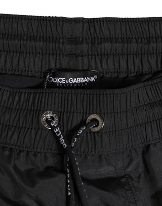 Dolce & Gabbana Black Logo Polyester Beachwear Shorts Swimwear