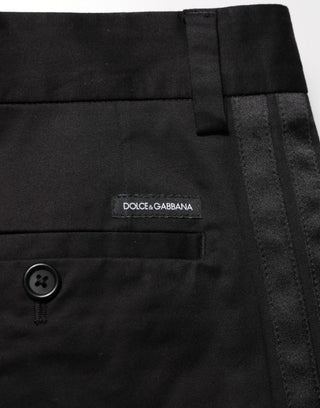 Dolce & Gabbana Black Cotton Stretch Casual Trouser Pants