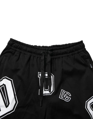 Dolce & Gabbana Black Logo Print Cotton Casual Bermuda Short
