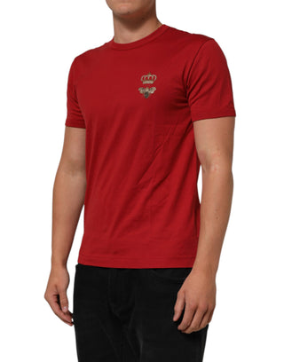 Dolce & Gabbana Red Crown Bee Cotton Short Sleeve T-shirt