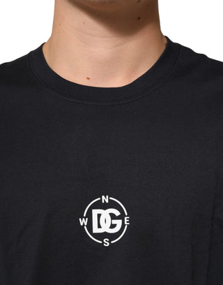 Dolce & Gabbana Black Logo Compass Cotton Crew Neck T-shirt
