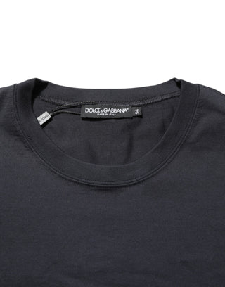 Dolce & Gabbana Black Logo Compass Cotton Crew Neck T-shirt