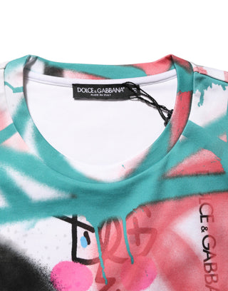 Dolce & Gabbana White Graffiti Crew Neck Short Sleeves T-shirt