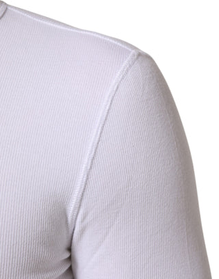 Dolce & Gabbana White Long Sleeves Button Closure T-shirt