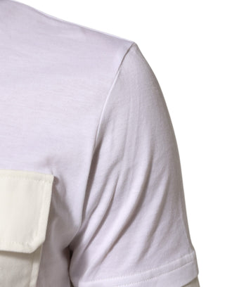 Dolce & Gabbana White Cotton Pocket Short Sleeves Men T-shirt