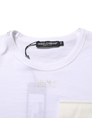 Dolce & Gabbana White Cotton Pocket Short Sleeves Men T-shirt