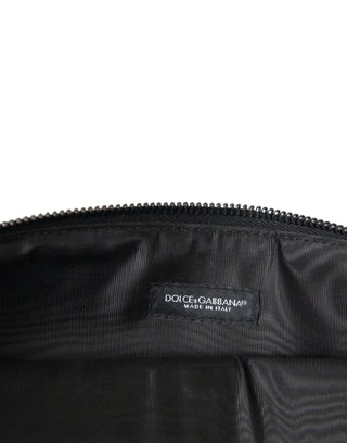 Dolce & Gabbana Multicolor Leopard Jacquard Logo Plaque Document Briefcase Bag