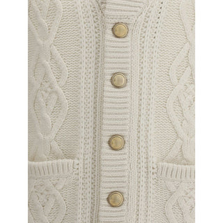 Brunello Cucinelli White Cashmere Cardigan