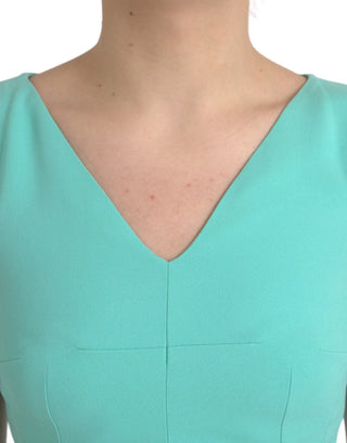 Dolce & Gabbana Green Viscose Sleeveless Sheath Midi Dress