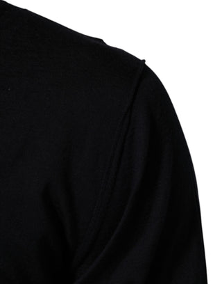 Dolce & Gabbana Black Cashmere Knit V-Neck Pullover Sweater
