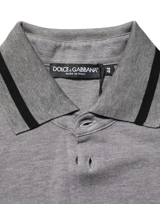 Dolce & Gabbana Gray Logo Embroidery Collared Polo T-shirt