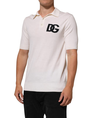 Dolce & Gabbana White Cotton Collared Short Sleeves T-shirt