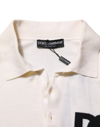 Dolce & Gabbana White Cotton Collared Short Sleeves T-shirt