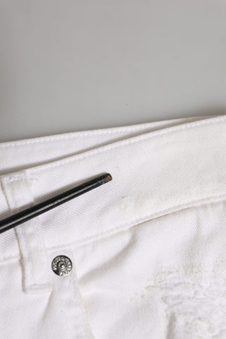 Dolce & Gabbana White Cotton Tattered BOYFRIEND Denim Jeans