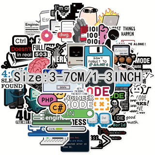 50 ملصق جرافيتي من سلسلة المبرمجين مناسب للكمبيوتر المحمول والخوذة وسطح المكتب وكوب الماء والديكور DIY حزمة ملصقات دليل مقاومة للماء