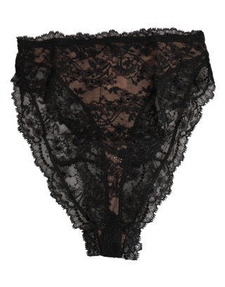 Dolce & Gabbana Black Floral Lace Mesh High Brief Panty  Underwear